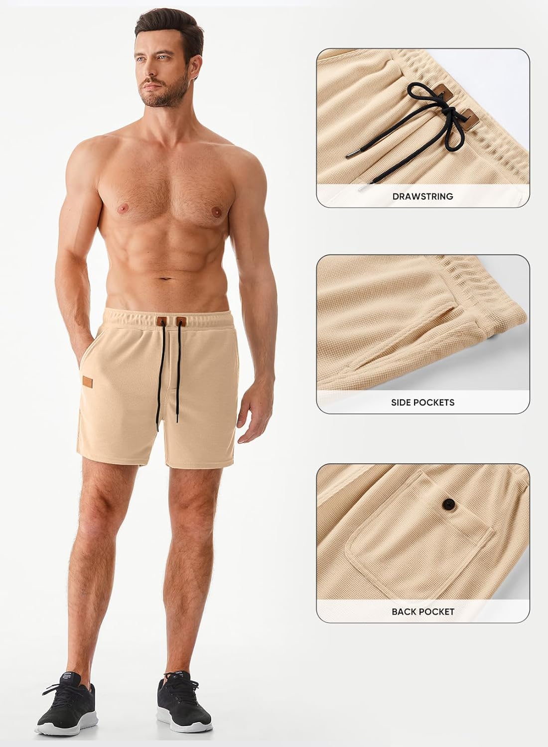 Thumbnail 6 de JMIERR Men’s Casual Waffle Knit Shorts (5" or 7") with Elastic Drawstring Waist and Pockets