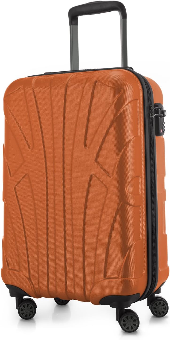 Detalle de SUITLINE Valigia cabina 55 cm in ABS opaco arancione, 4 doppie ruote, TSA