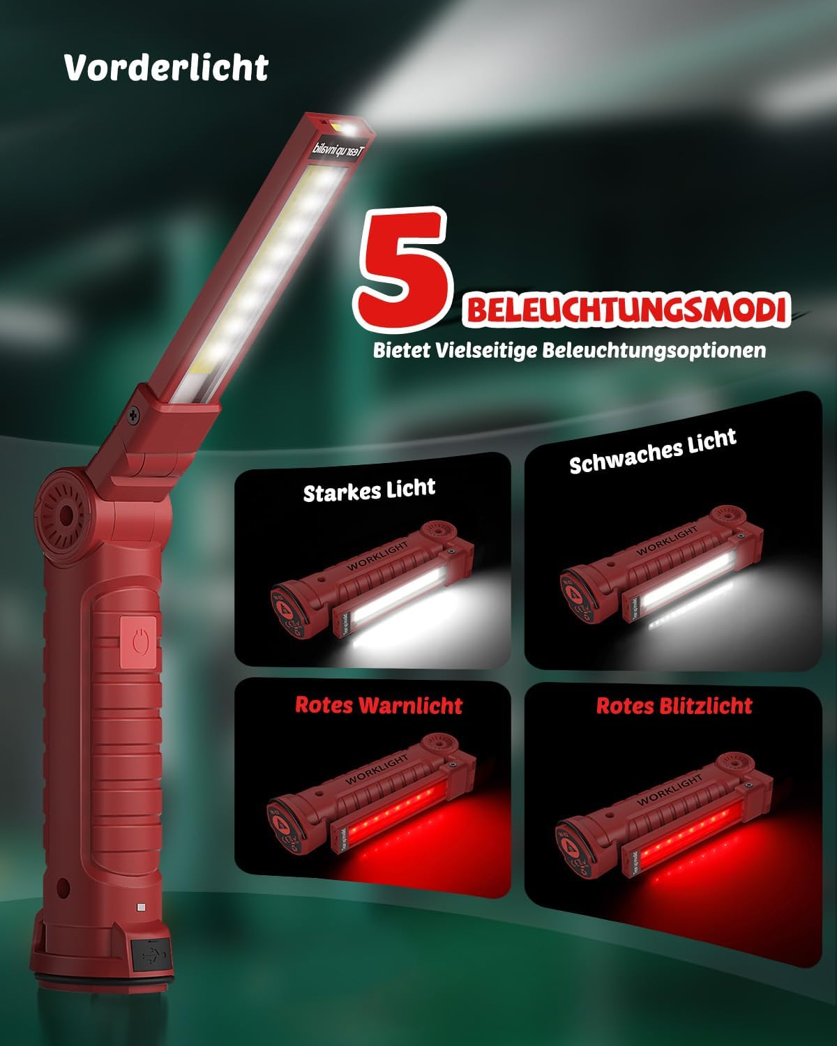 Thumbnail 1 de Coquimbo Werkstattlampe LED mit 360° Rotation – wiederaufladbar, Magnetfuß und Haken