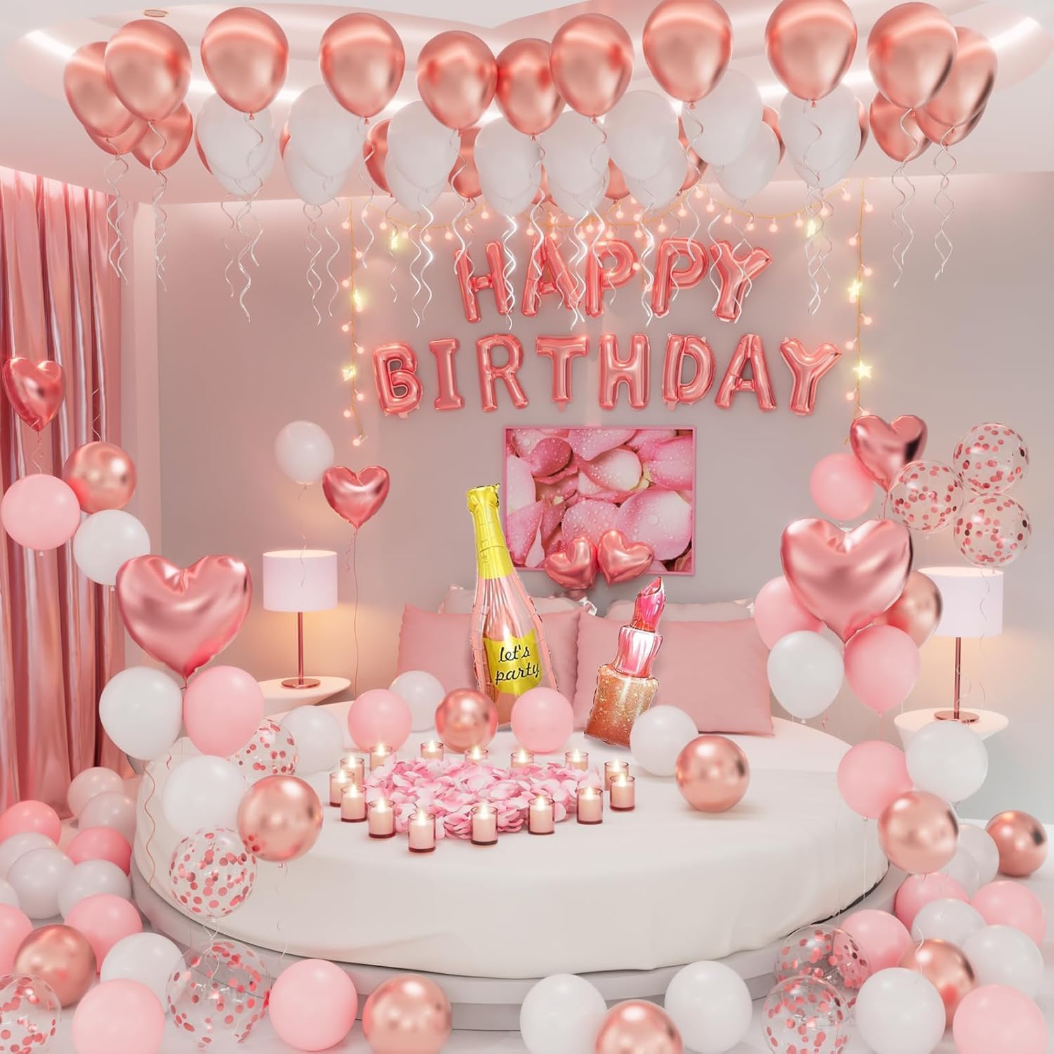 Detalle de Conleke Rose Gold Birthday Balloon Set