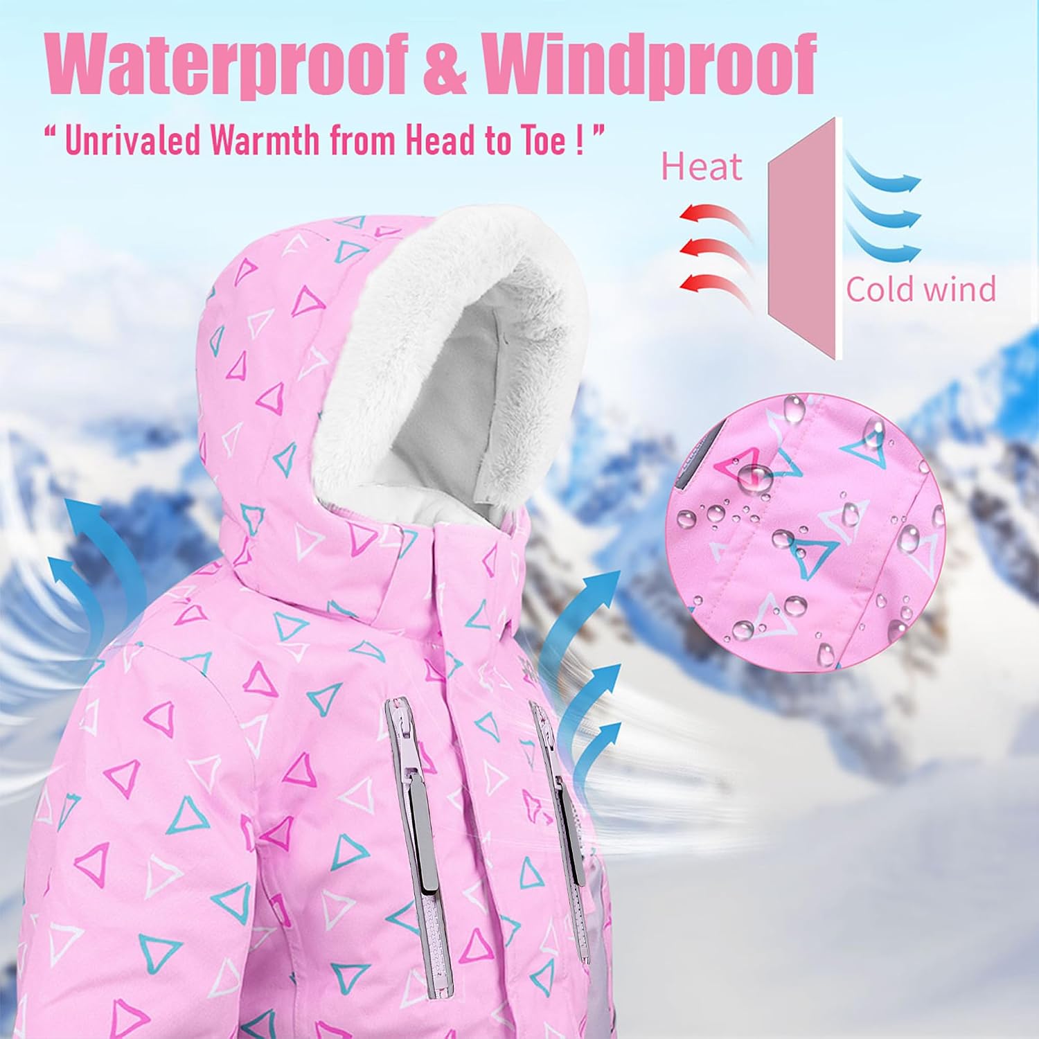 Detalle de Yueta Kids One-Piece Snowsuit, Waterproof and Breathable for Skiing
