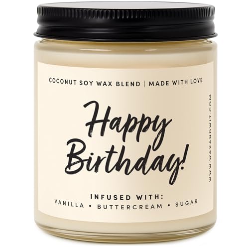 Detalle de Happy Birthday Candle for Women by WAX & WIT — Vanilla Buttercream Cake Soy Candle, 9oz