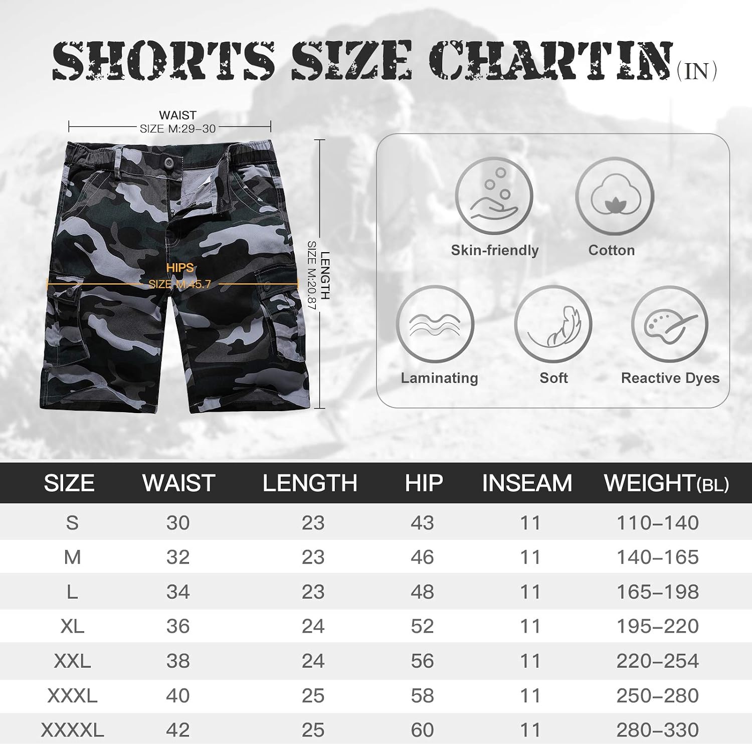 Thumbnail 4 de APTRO Men's Cargo Shorts, Cotton Twill, Relaxed Fit, Multi-Pocket