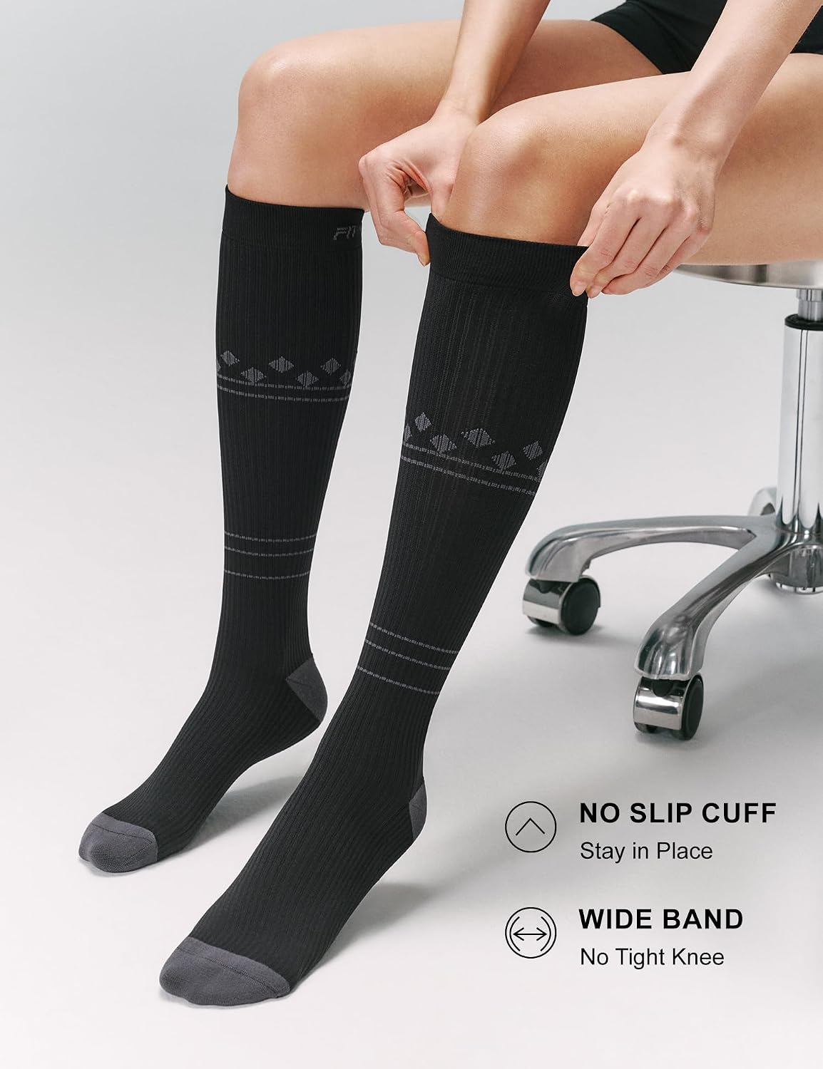Detalle 2 de FITRELL Eu-fiwydcu023-l/XL Knee-High Compression Socks, 20–30 mmHg, 3 Pairs