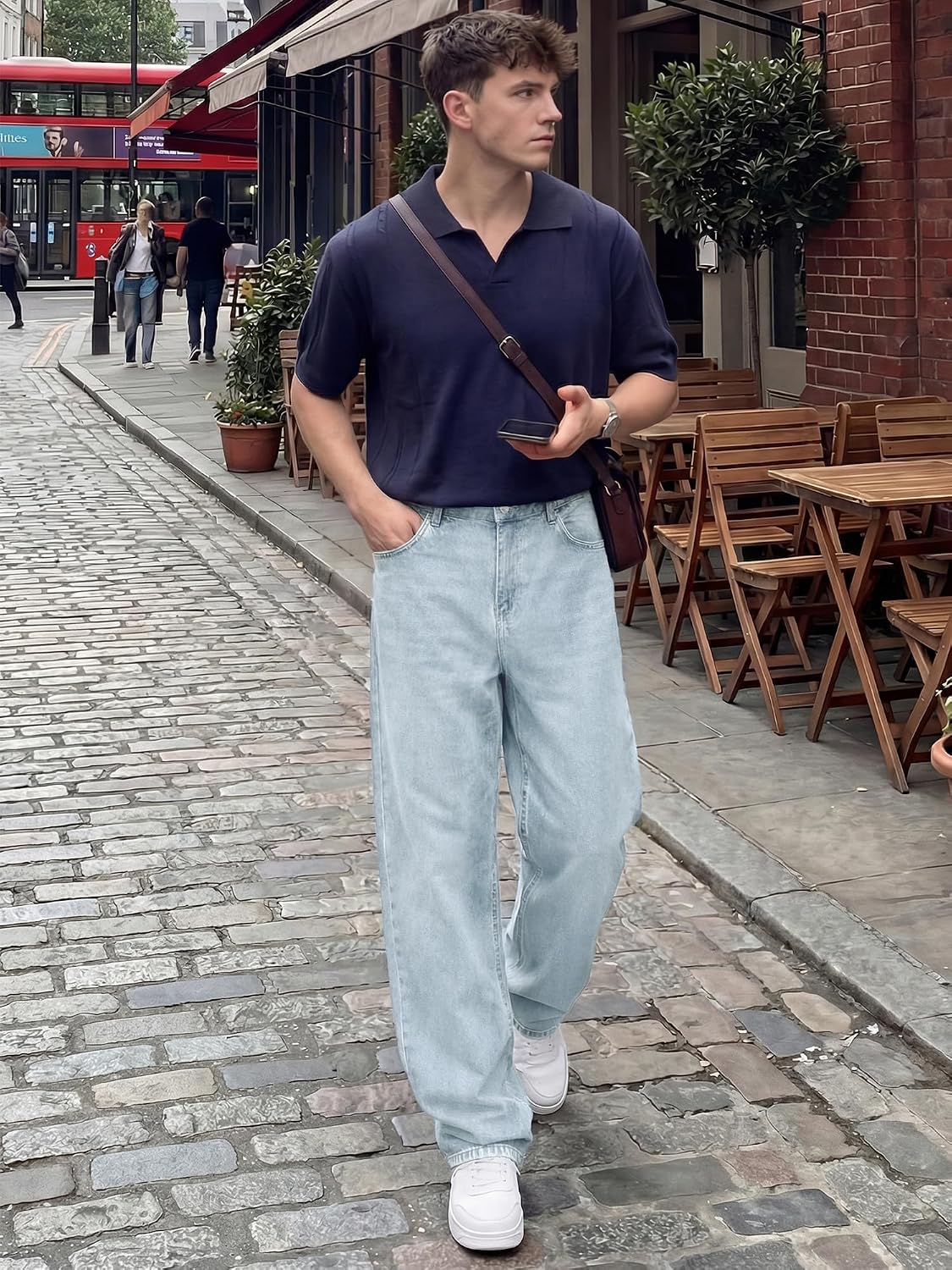 Detalle 2 de JMIERR Mens Baggy Jeans Wide Leg Y2K Loose Fit Denim Pants