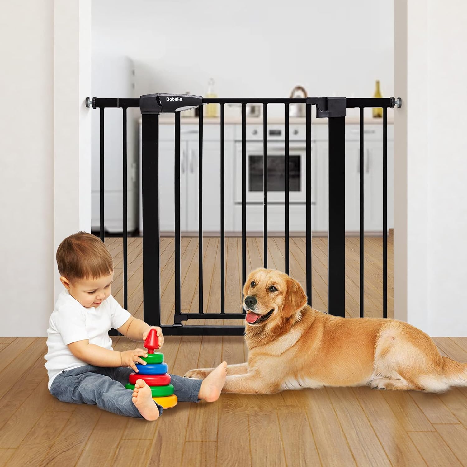 Detalle de Babelio PressGuard CB-M-101 Baby Gate, 30-Inch, Triple-Lock, Auto-Close