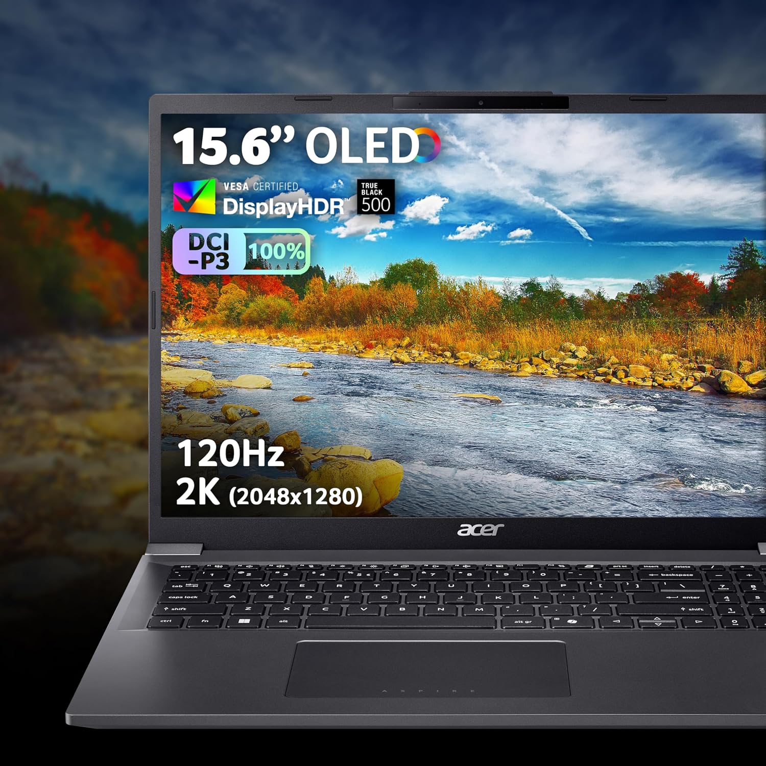 Detalle de Acer Aspire 16 A16-71GM laptop with Core Ultra 5, 16GB RAM, 1TB SSD and GeForce RTX 3050, 16" WUXGA, Windows 11 (Iron)