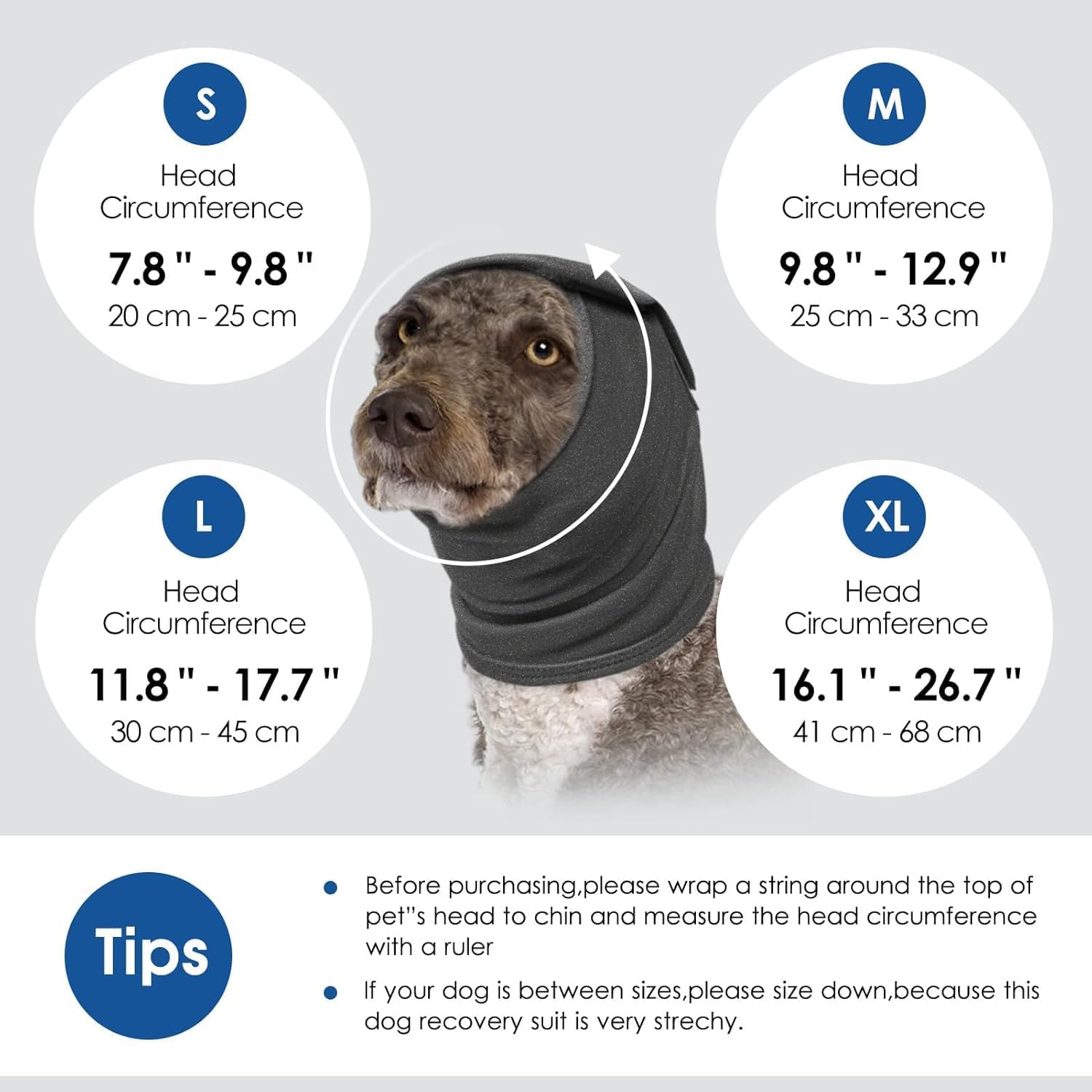 Thumbnail 3 de AOFITEE Dog Calming Hoodie with Noise-Reducing Ear Muffs (LightGrey, XL)