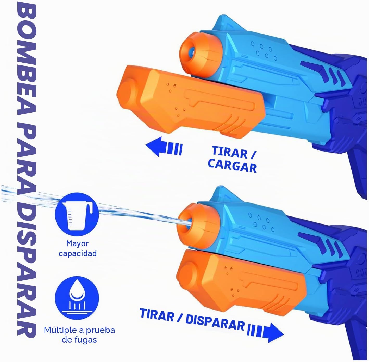 MOZOOSON Pistola de Agua para Niños: Capacidad de 620 ml y Alcance de 33 ft