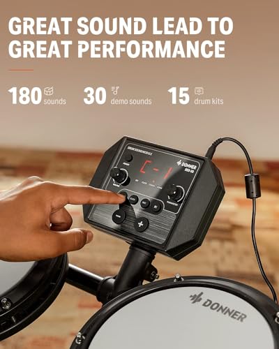 Detalle de Donner DED-80 Electric Drum Kit: Practical starter set with mesh pads andMelodics lessons