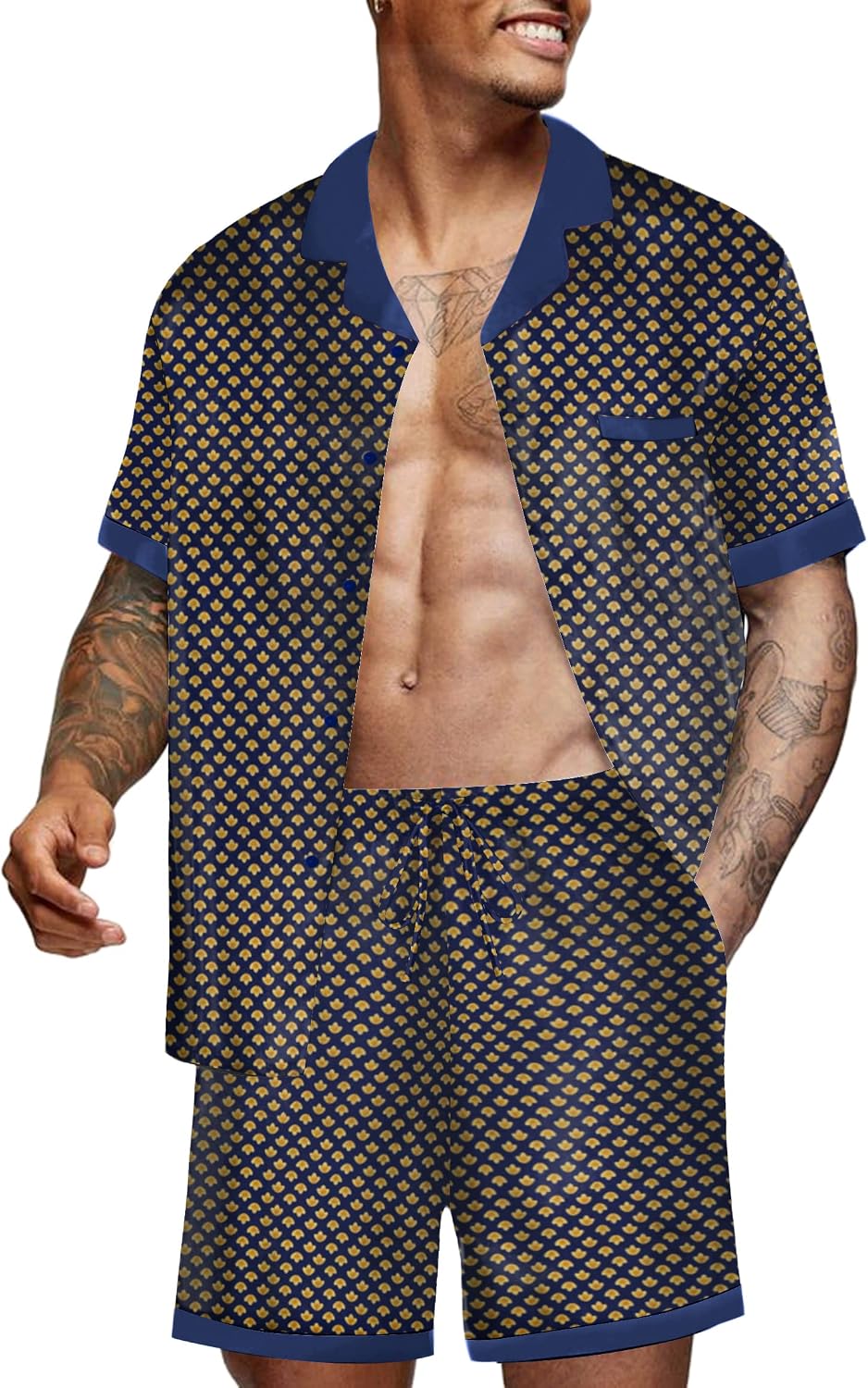 Detalle 2 de Ekouaer Men's Satin Pajama Set