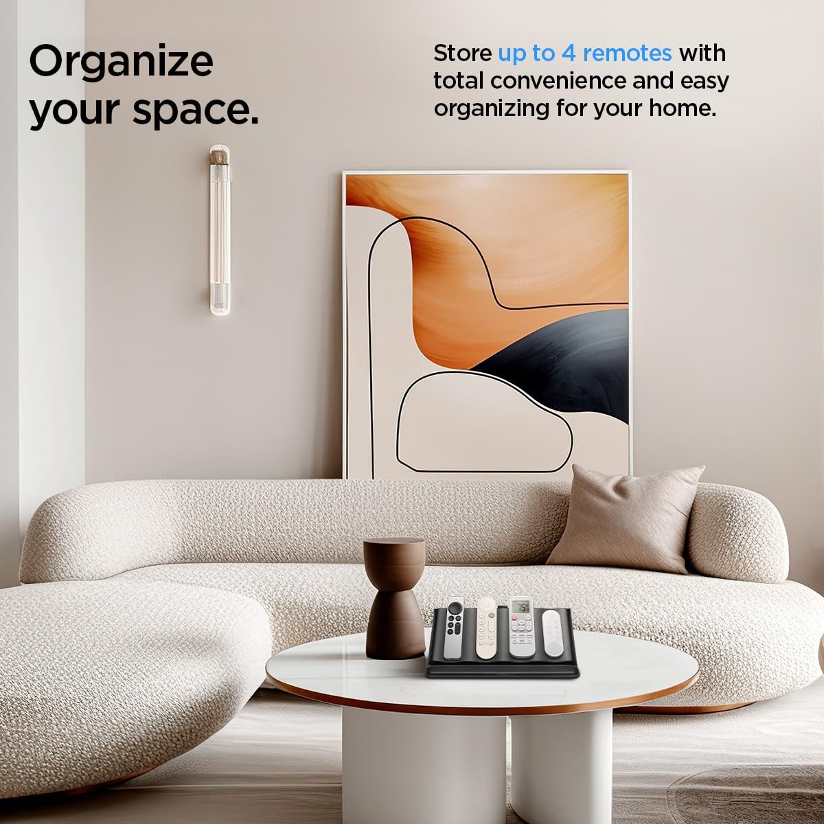 Thumbnail 2 de Spigen LD401 : porte-télécommandes universel en cuir à support magnétique (4 compartiments) – Noir