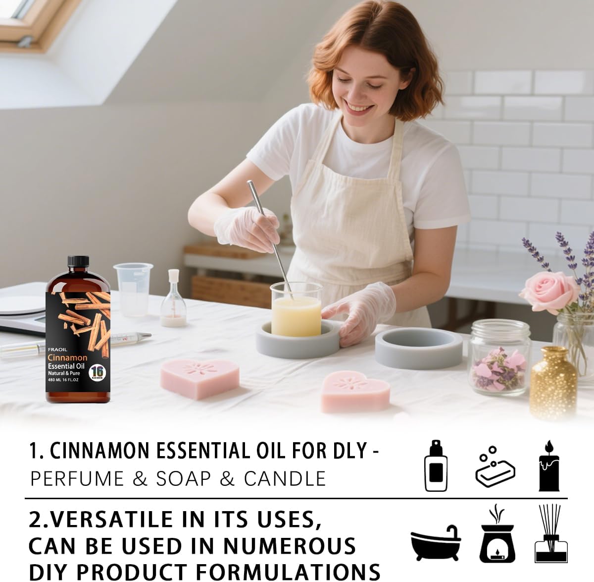 Thumbnail 6 de FRAOIL Cinnamon Essential Oil 16 oz (480 ml) for Diffuser, DIY Crafts & Aromatherapy