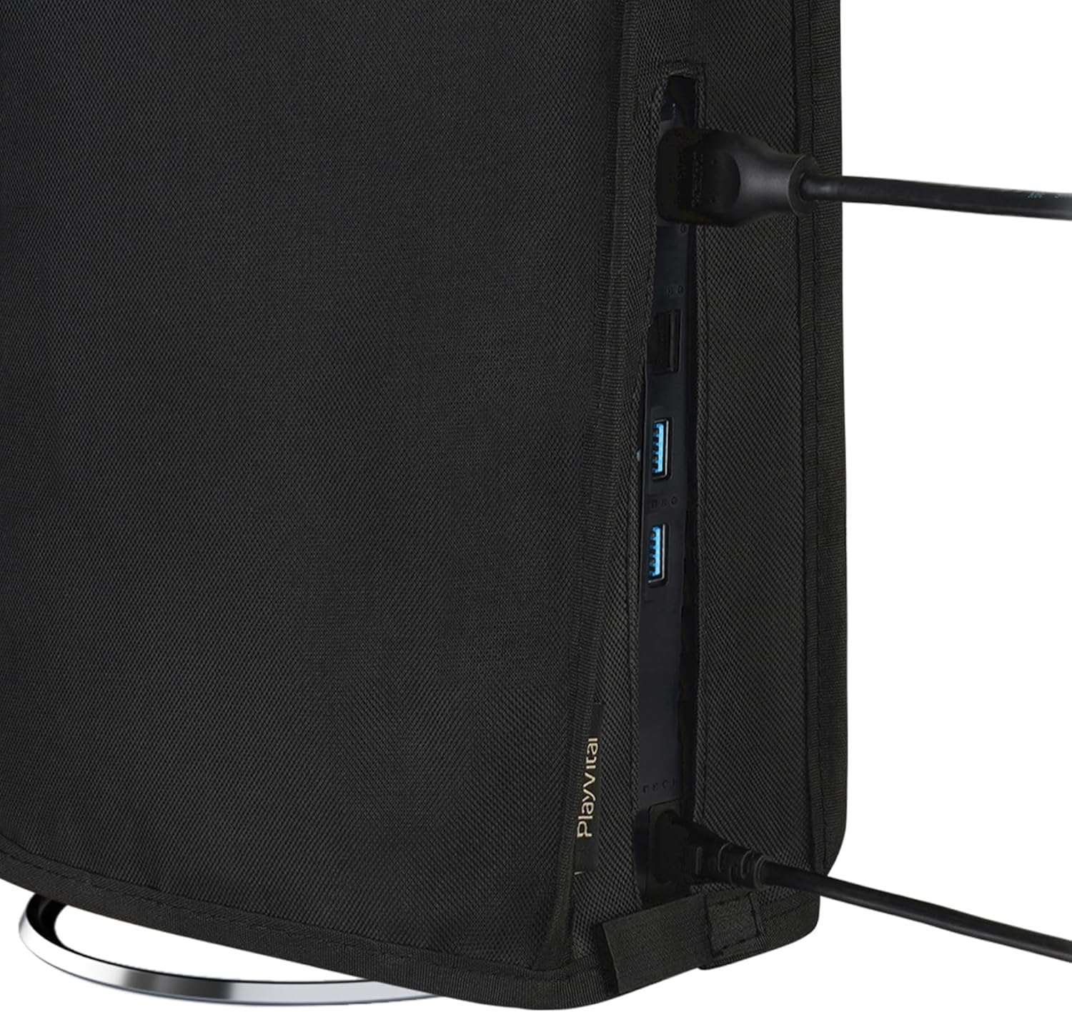 Thumbnail 6 de playvital Vertical Dust Cover for PS5 Slim Disc Edition (Black nylon protector sleeve)