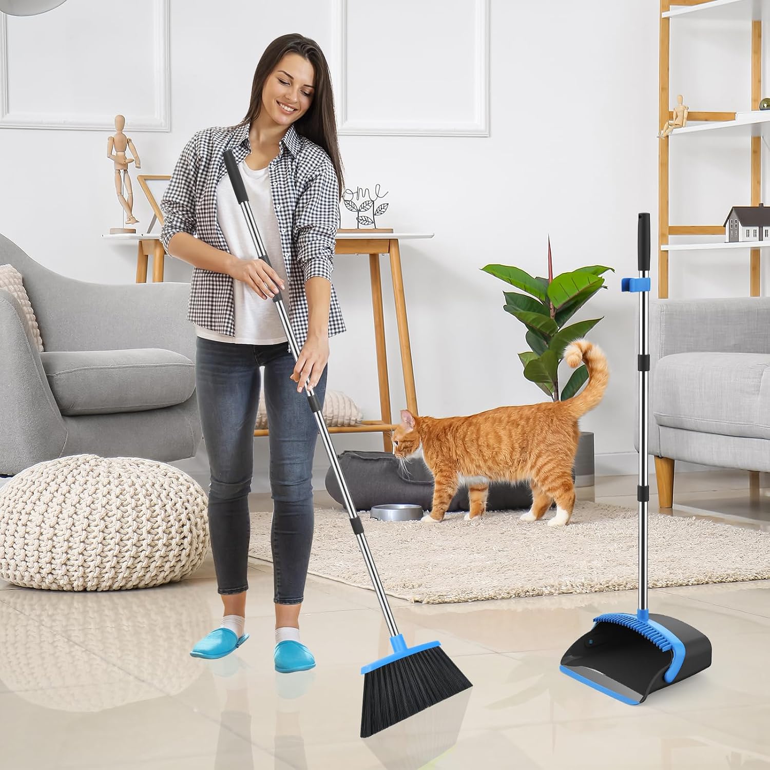 Thumbnail 6 de NACENA Broom and Dustpan Set 52-In Handle