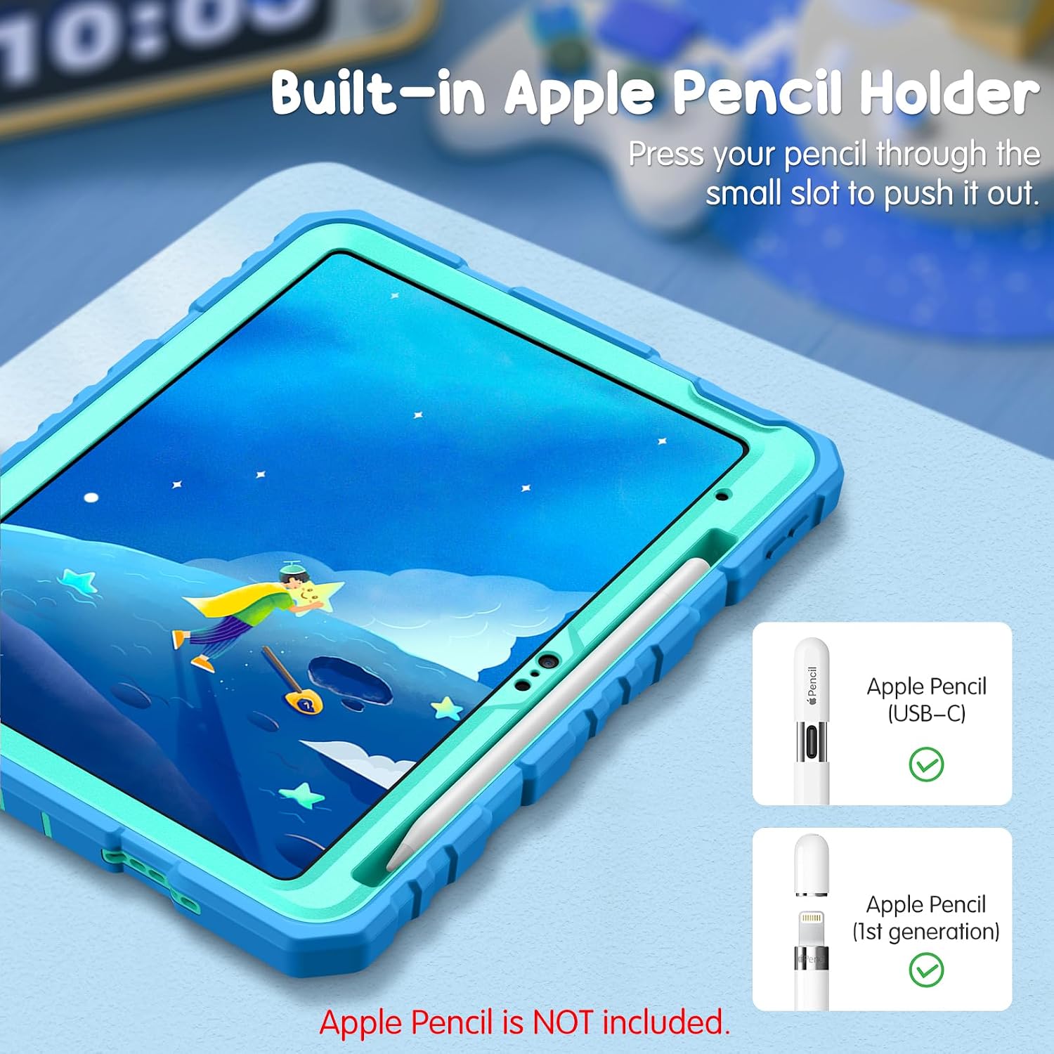Detalle 2 de FINTIE Kids Case for iPad (A16) 11th Gen 11-Inch / iPad 10th Gen 10.9-Inch Rugged Case with Built-In Stand (Blue)