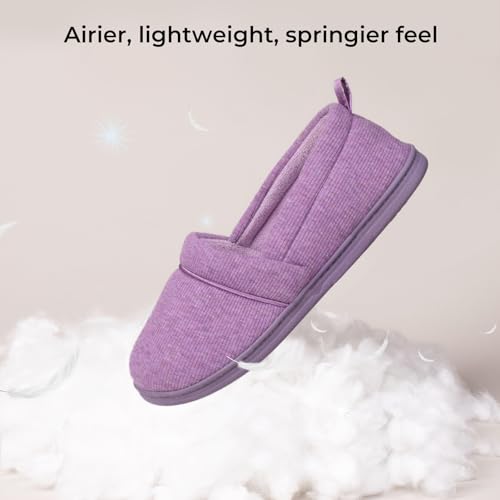 Thumbnail 4 de EverFoams Ladies' Memory Foam Comfort Cotton Knit House Shoes with Anti-Skid Soles (Purple, UK Size 6)