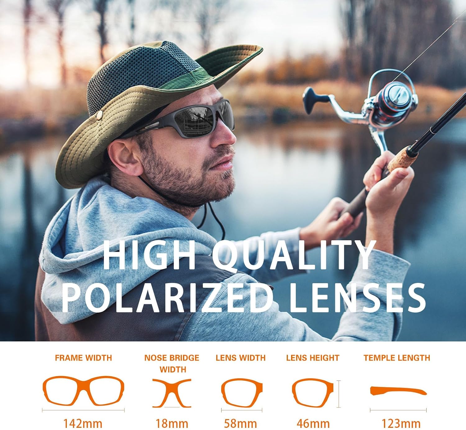 Detalle 1 de suoso Polarized Sports Sunglasses, UV400 Wraparound Design for Outdoor Use