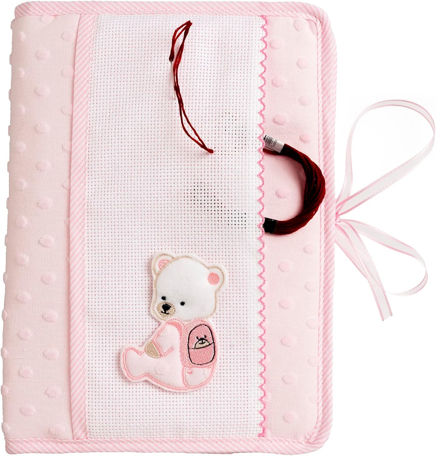 Thumbnail 5 de Filet - Borsa per Pannolini e Salviette da Ricamare in Morbido Tessuto, Rosa, con Apertura a Libretto