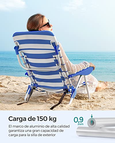 Thumbnail 5 de SONGMICS GCB62BU: Silla de playa plegable con respaldo ajustable y accesorios