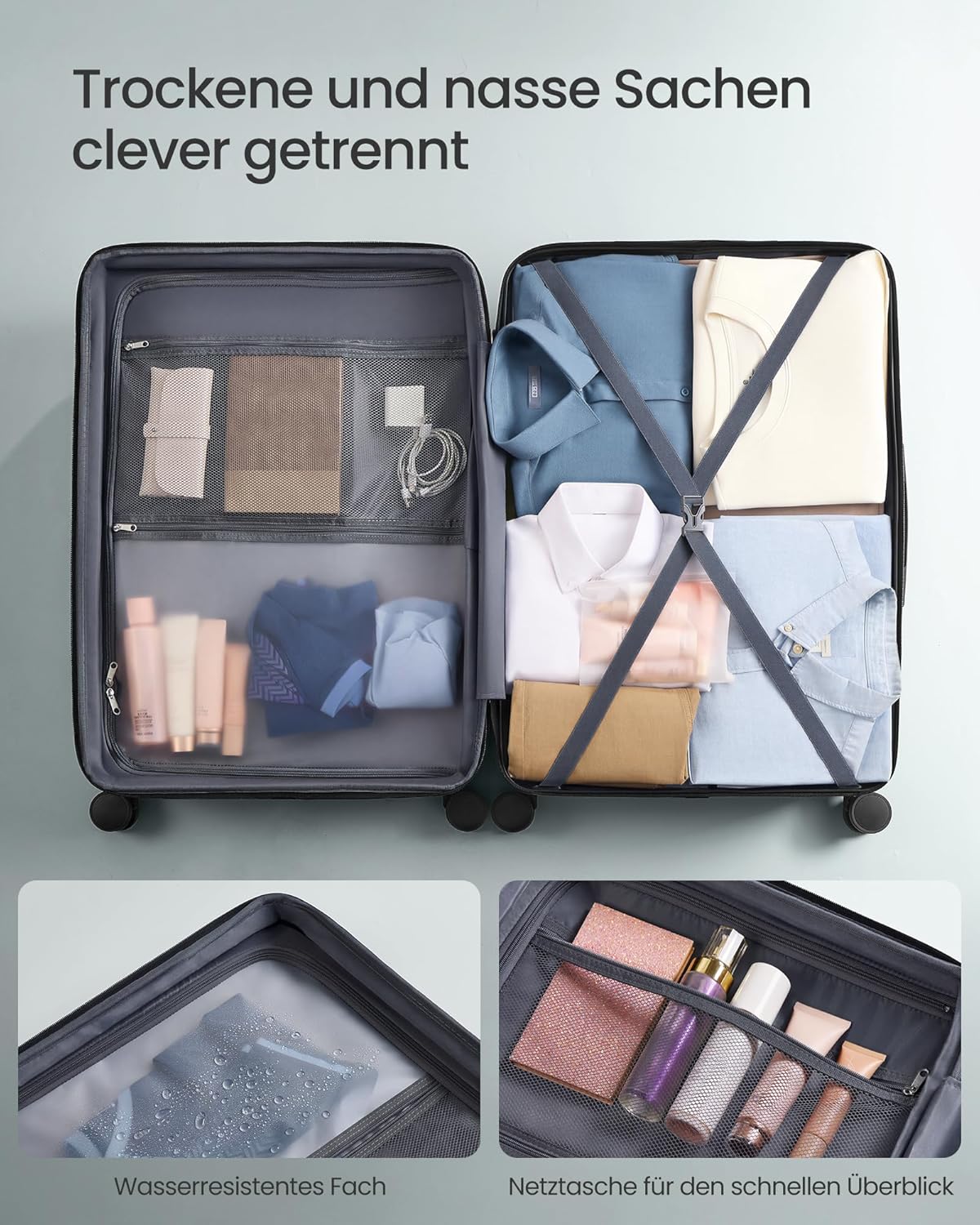 Thumbnail 6 de SONGMICS Reisekoffer L65 ABS mit TSA-Schloss, erweiterbar auf ca. 80 L, dunkeltürkis – 65 cm
