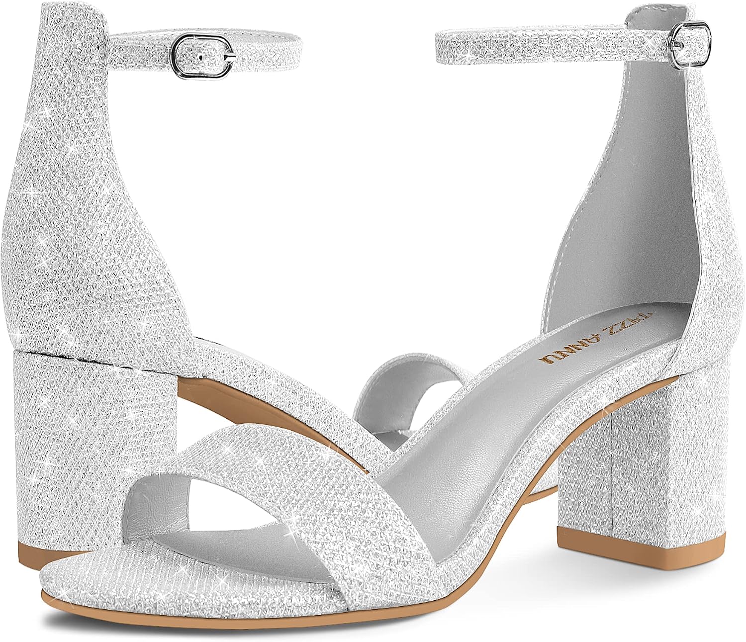 Detalle 2 de PIZZ ANNU Women’s 2-Inch Low Block Chunky Heel Sandals with Ankle Strap