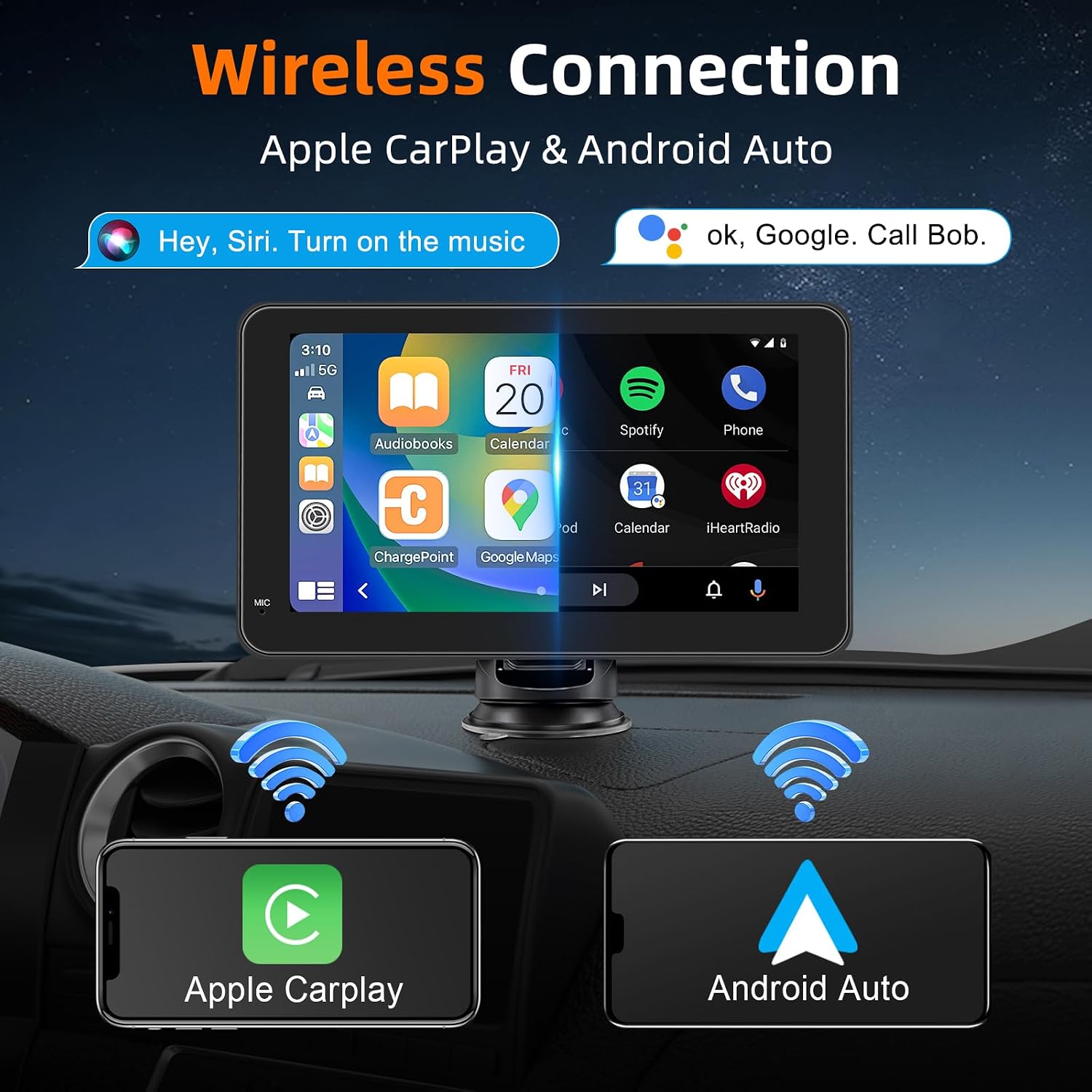 Thumbnail 1 de Schermo Portatile per Auto 7'' con CarPlay Wireless, Android Auto, Mirror Link e Navigazione GPS