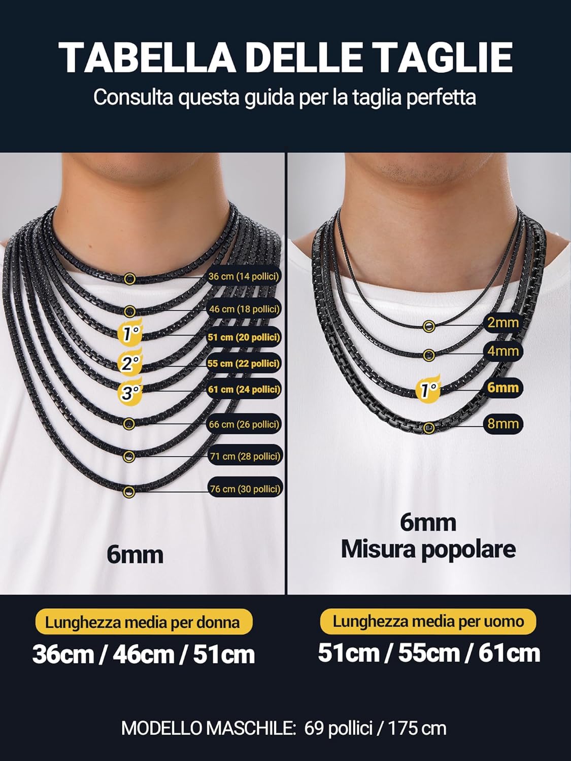 Thumbnail 4 de PROSTEEL Uomo Collana Catena 6 mm