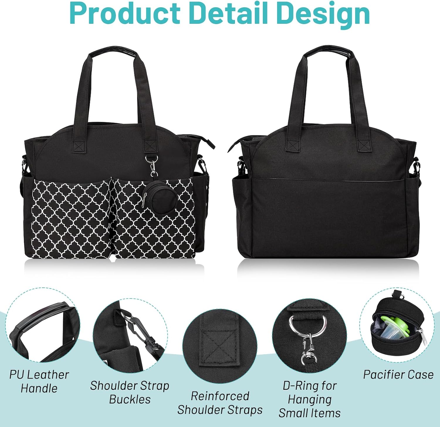 Detalle de comeder Nappy Changing Bags Multifunctional Baby Changing Tote with Waterproof Storage and Pacifier Case