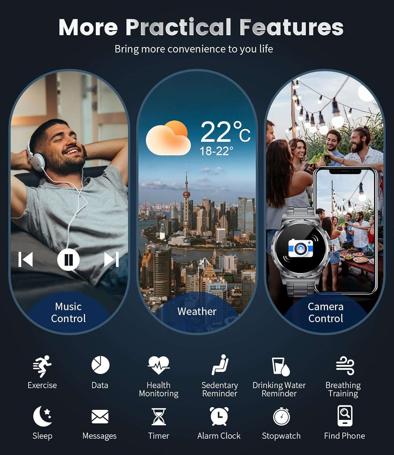 Thumbnail 5 de LIGE Answer/Make Calls AMOLED smartwatch