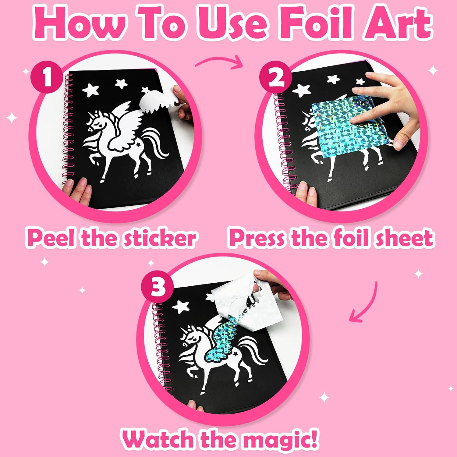 Thumbnail 3 de LIKYMO Foil Art for Kids (Unicorn) — foil craft book kit for ages 4–9