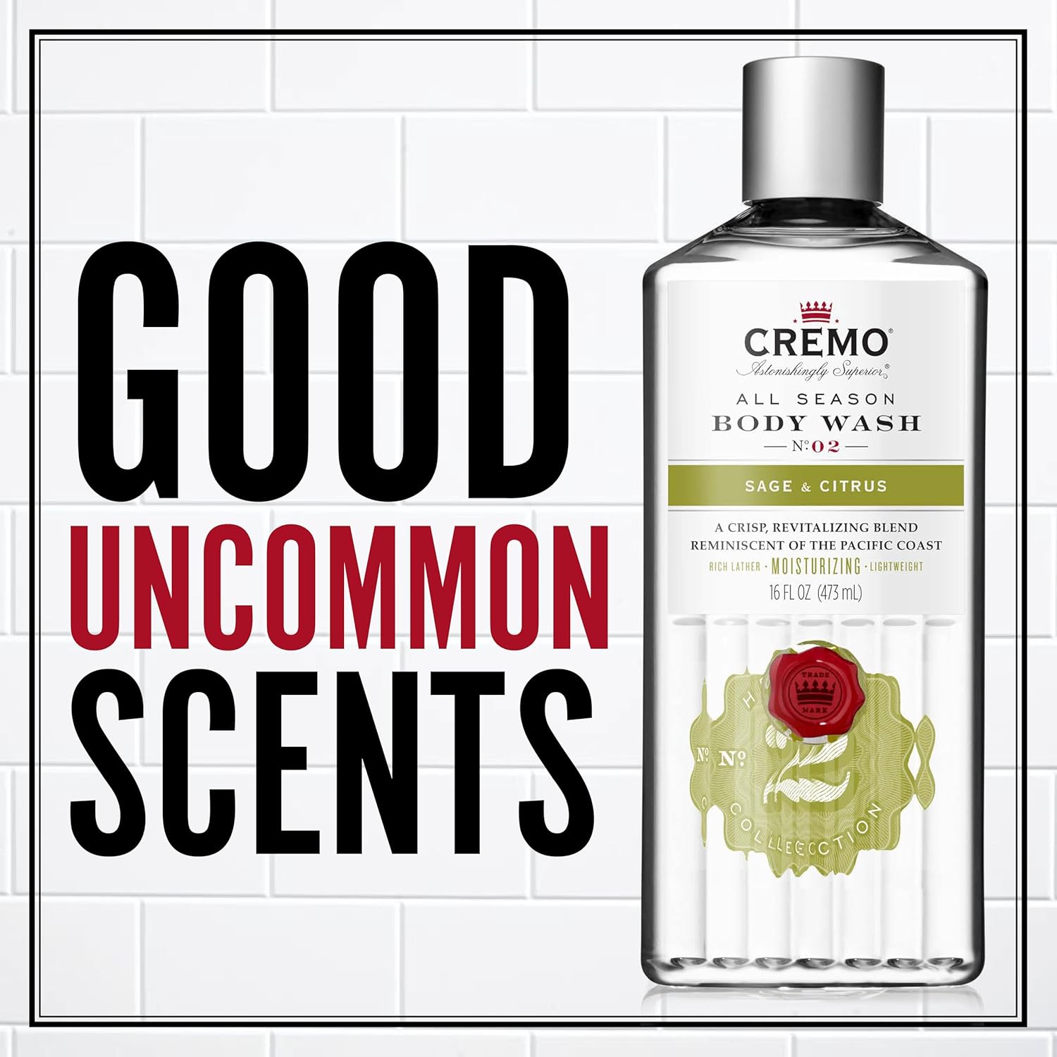 Detalle de CREMO Feuchtigkeitsspendendes Body Wash für Männer – Duschgel mit Salbei & Zitrusfrüchten, 473 ml