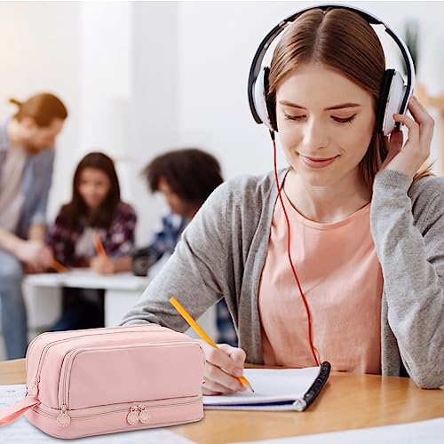 Detalle de HuaMuDM Estuche Escolar con 4 Compartimentos: gran capacidad para papelería y suministros