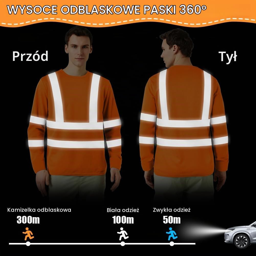 Thumbnail 6 de BSBUY męska bluza robocza Hi Vis z długim rękawem i taśmami odblaskowymi