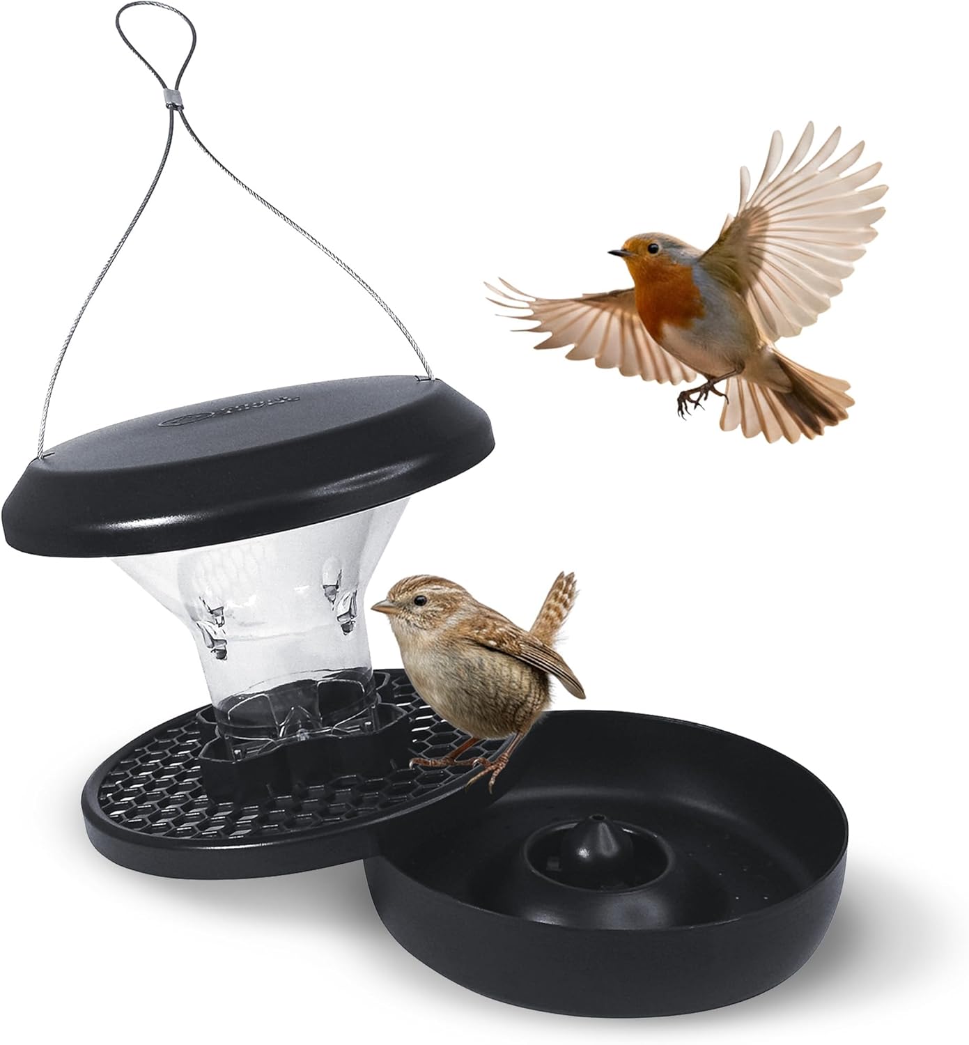 SWISSINNO Mangeoire à Oiseaux Smart Birds Chur — Haute Résistance aux Écureuils, Aluminium Moulé et Toit ASA