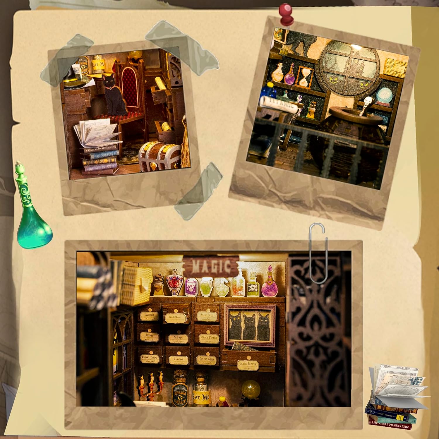 Thumbnail 6 de Book nook DIY miniature kit 282 pieces