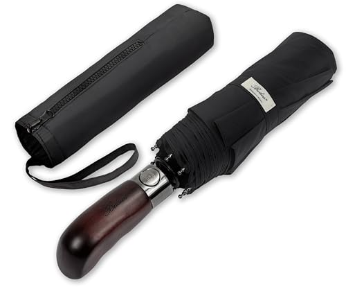 Imagen de Balios Folding Umbrella Real Wood Handle Auto Open Close Black en OfertitasTOP