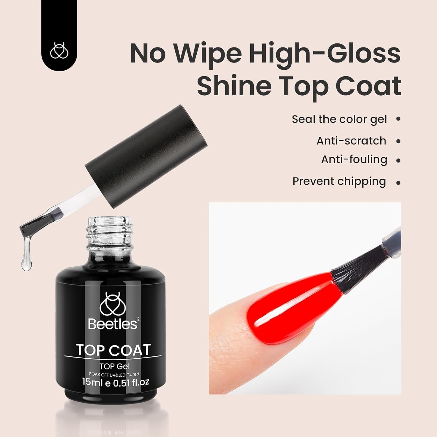 Detalle 2 de beetles 2Pcs No Wipe Top Coat 15ml ๐