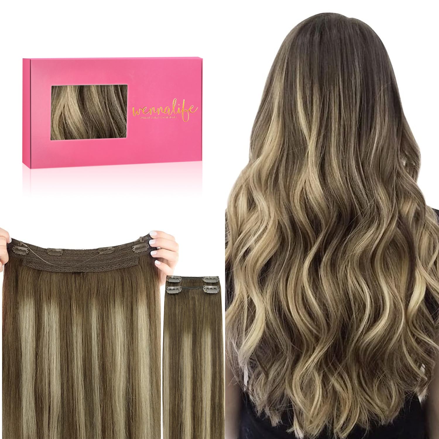 Thumbnail 6 de WENNALIFE 22-inch Remy Wire Hair Extensions (Light Dark Brown) with Invisible Wire