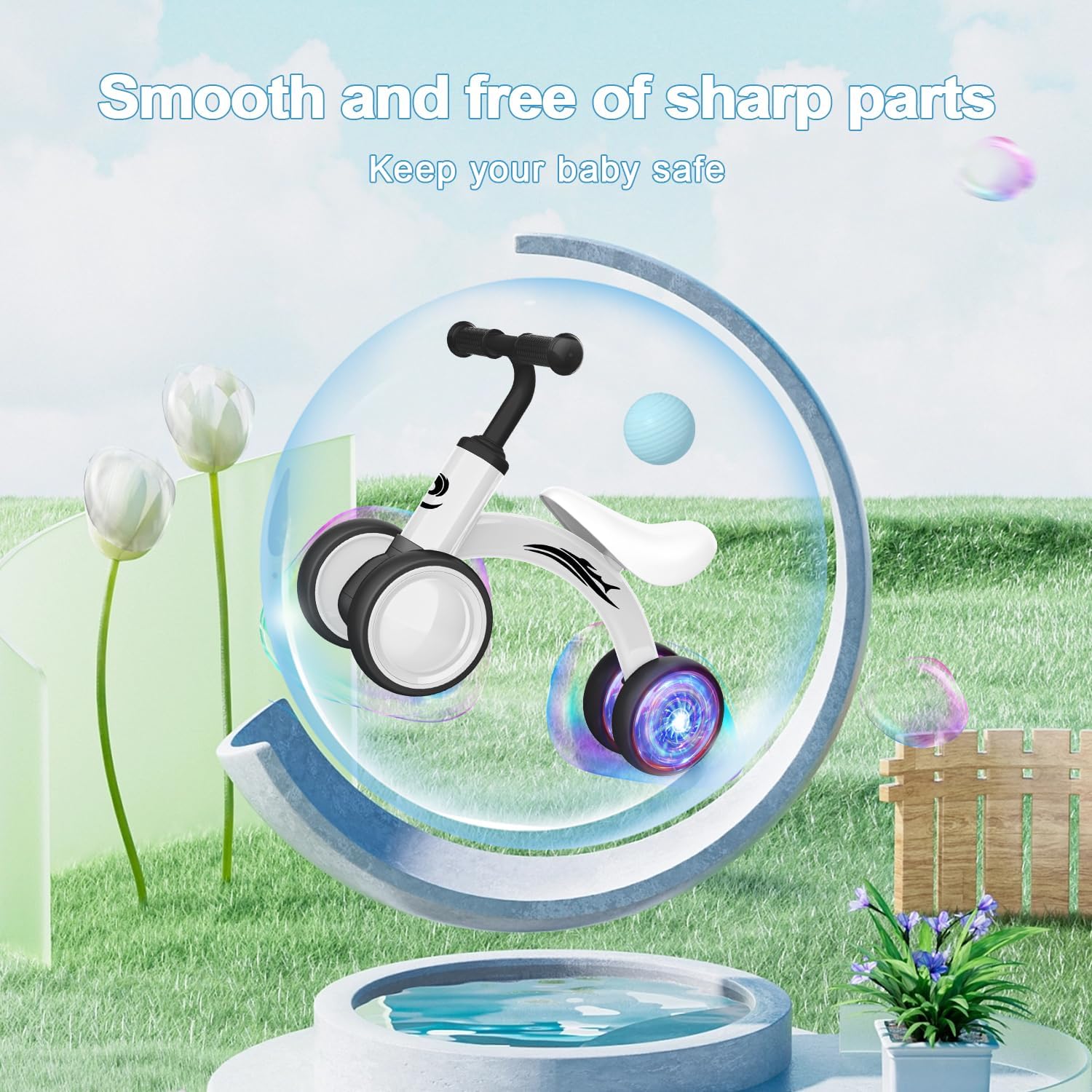 Thumbnail 5 de Gamfeiny Colorful Lighting Baby Balance Bike (10–36 Months) No-Pedal Toddler Scooter-Style Ride-On