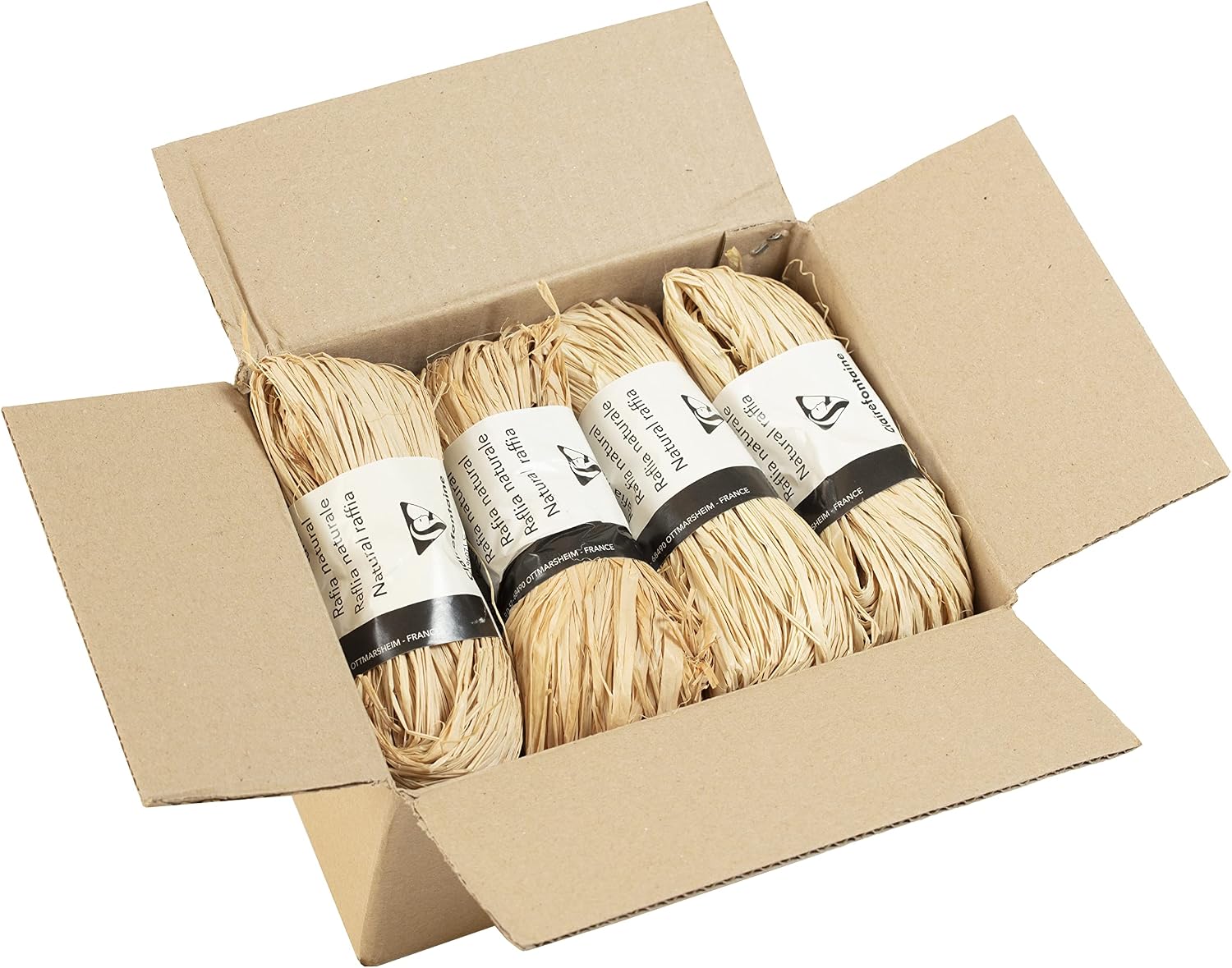 Detalle de Clairefontaine 196071Cpack raffia i 8 naturfärgade nystan, trådar på 1,50 m