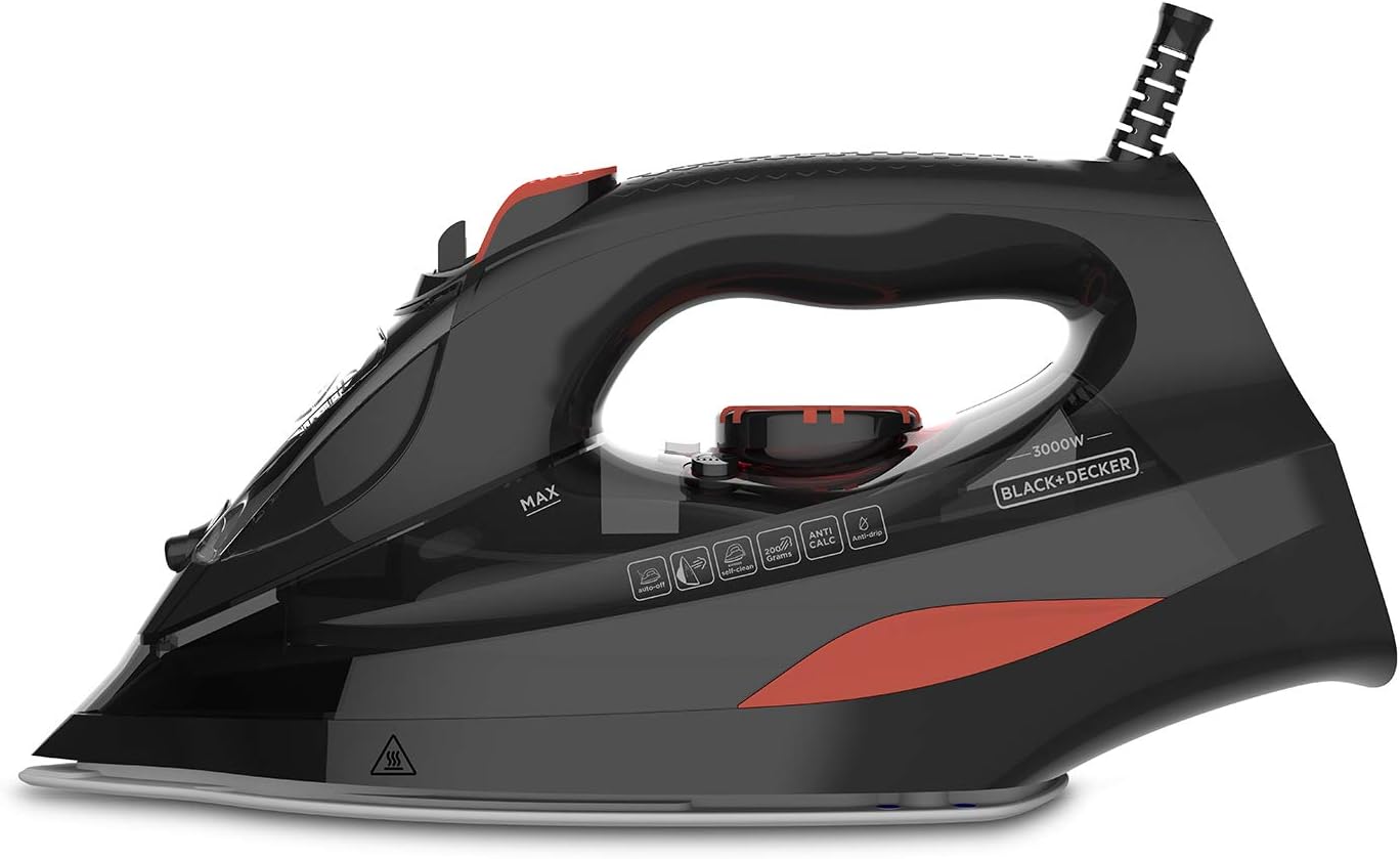 Detalle de Black+Decker BXIR3000E ferro da stiro a vapore 3000 W con piastra ceramica e colpo vapore 200 g/min
