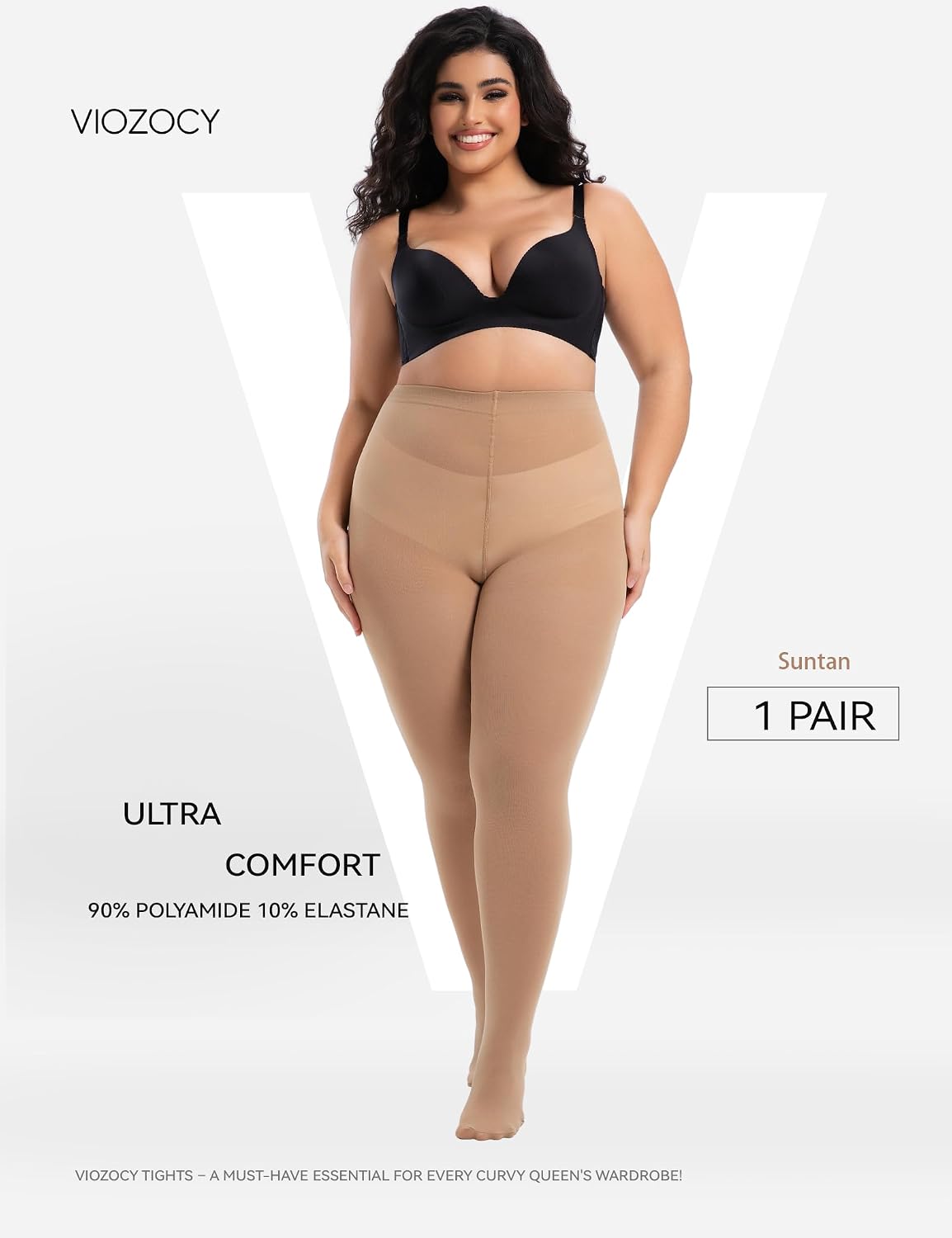 Detalle 2 de Viozocy Collant Donna Taglie Forti Vita Alta XL‑4XL