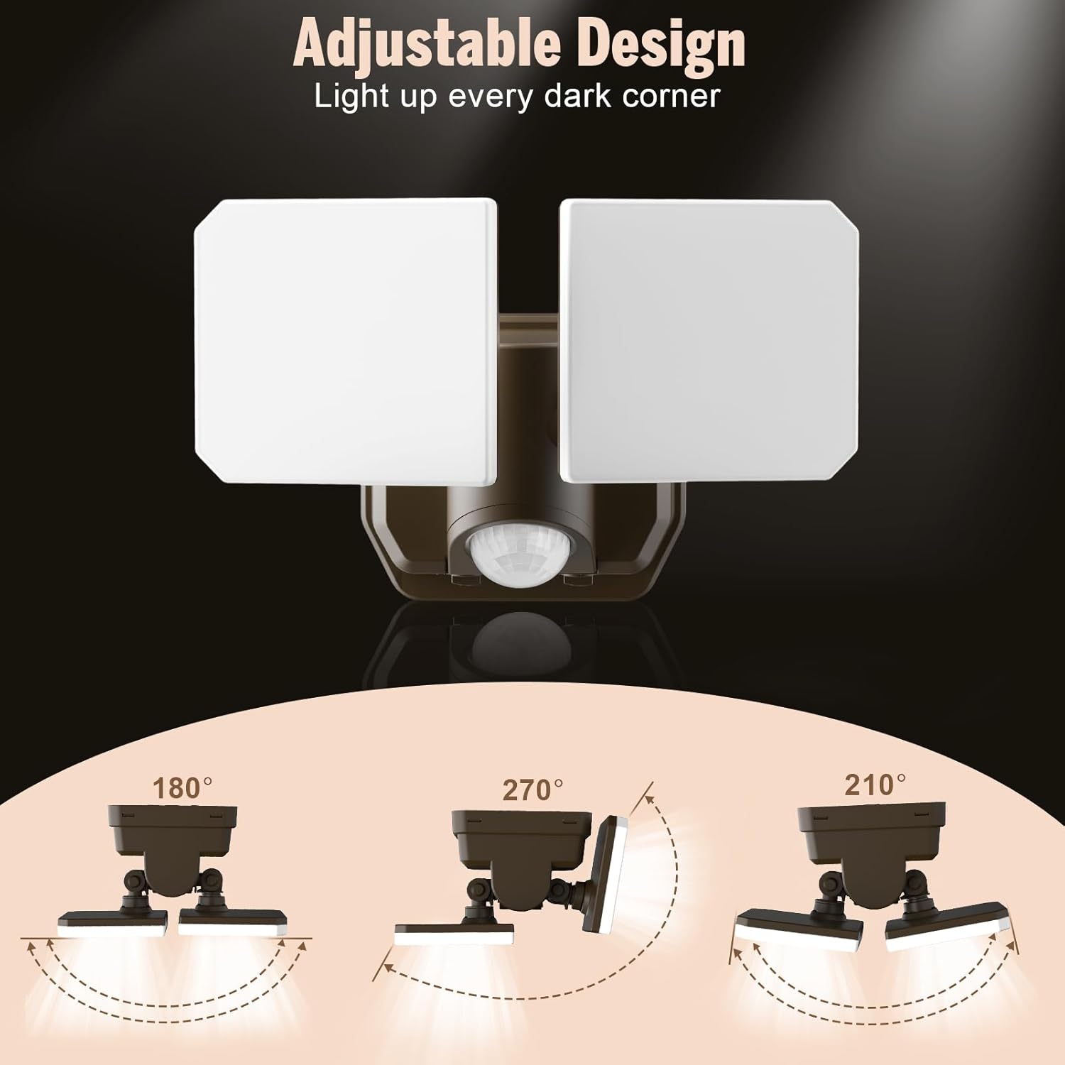 Detalle de Brighter Battery Powered Motion Sensor Security Lights (2-Pack) with 1000LM, 2 Modes, IP65 Waterproof