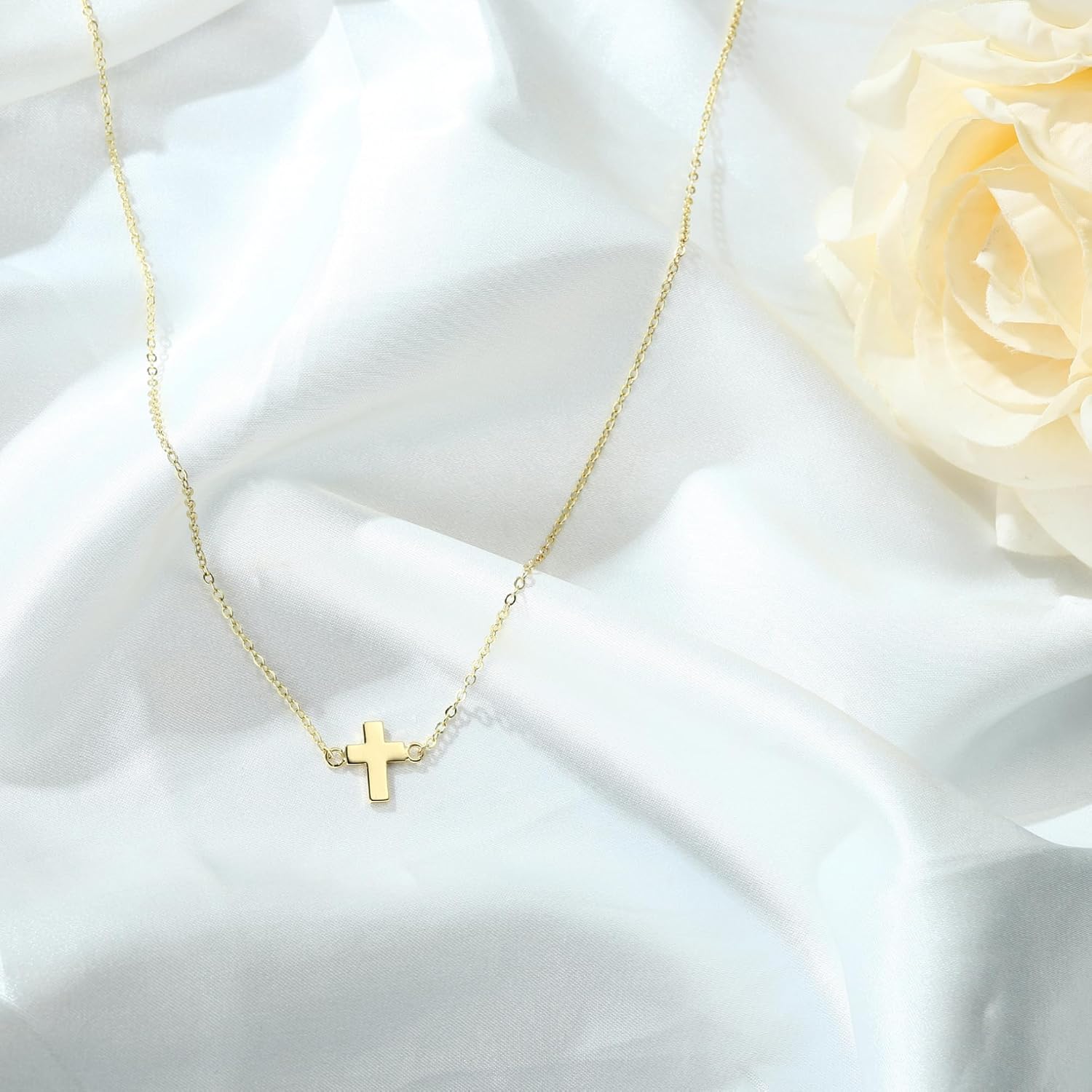 Thumbnail 6 de TINGN Gold Kreuz Kette Damen – 14K Gold Vergoldet, verstellbare 35 cm Schmuck mit Kreuz Anhänger