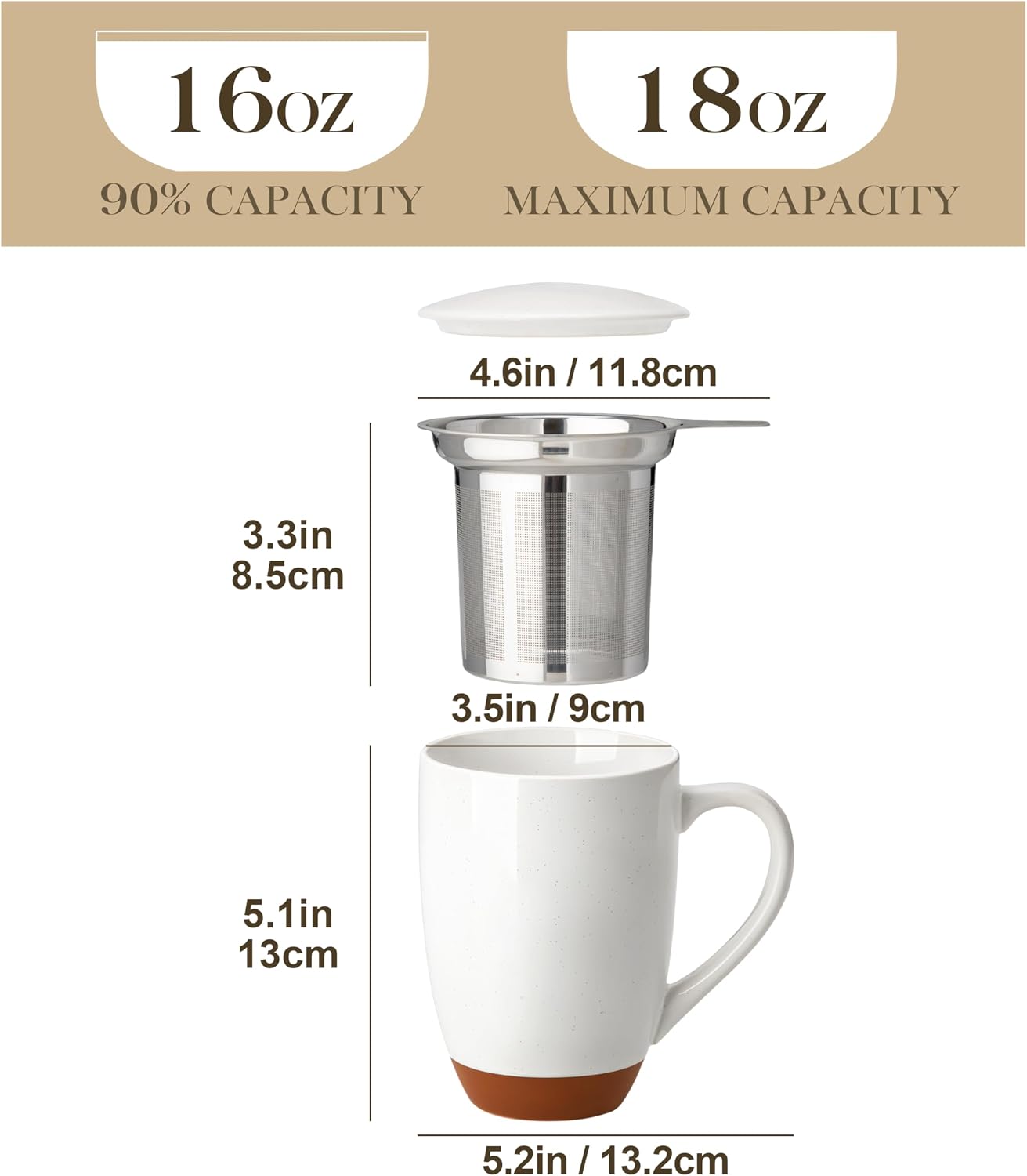 Detalle 2 de MALACASA Ceramic Tea Mug, 18 oz