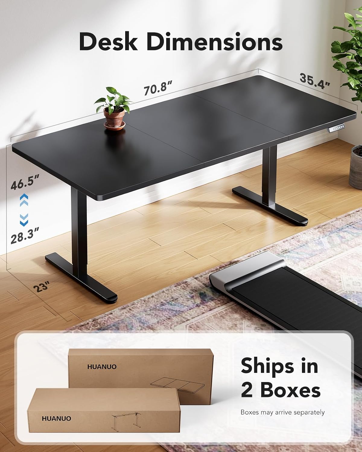 Detalle de HUANUO Electric Standing Desk, 220 lb Capacity