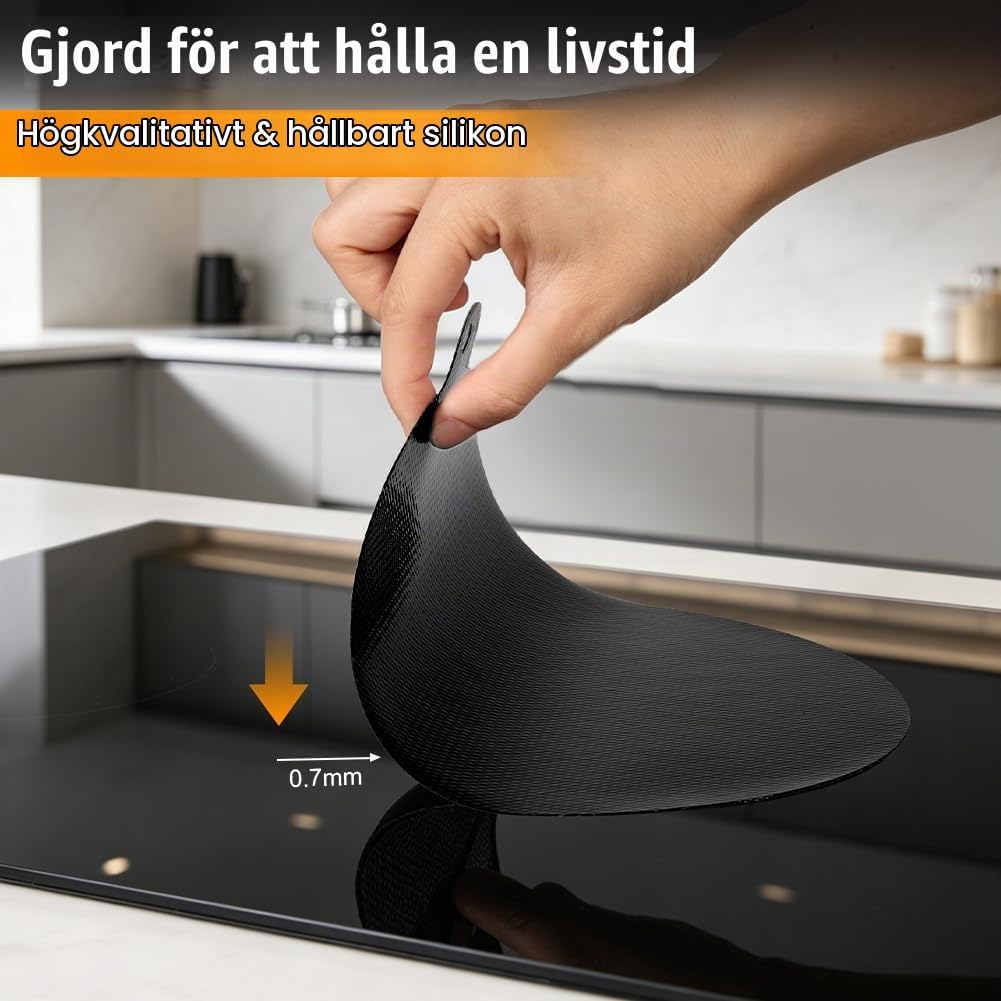 Detalle 1 de AUAUY 4-ST induktionshällsskydd i silikon, 22 och 24 cm, svart