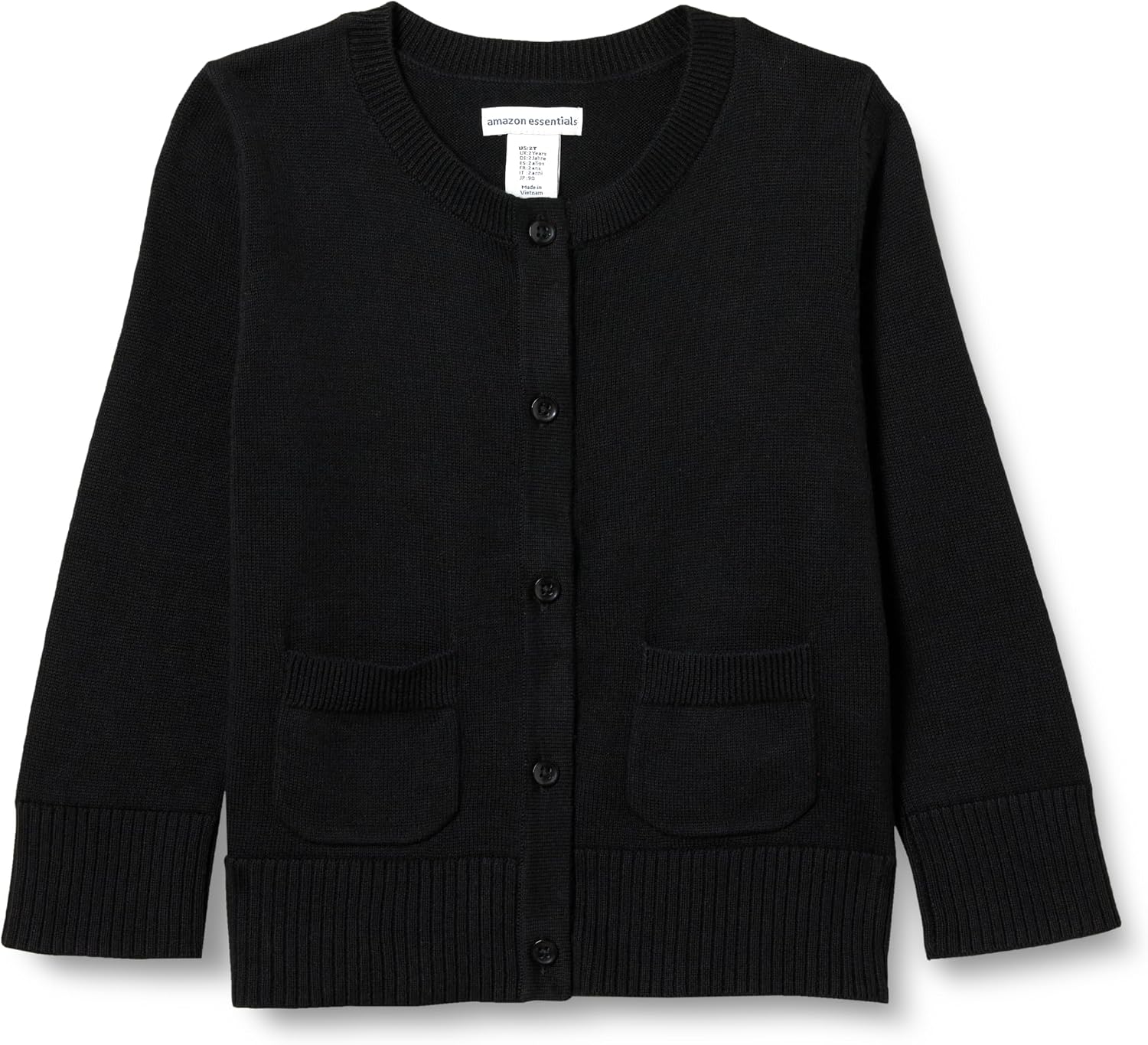 Detalle de Amazon Essentials Mädchen schmal geschnittener Cardigan-Pullover mit Rundhalsausschnitt (Baumwollgarn)