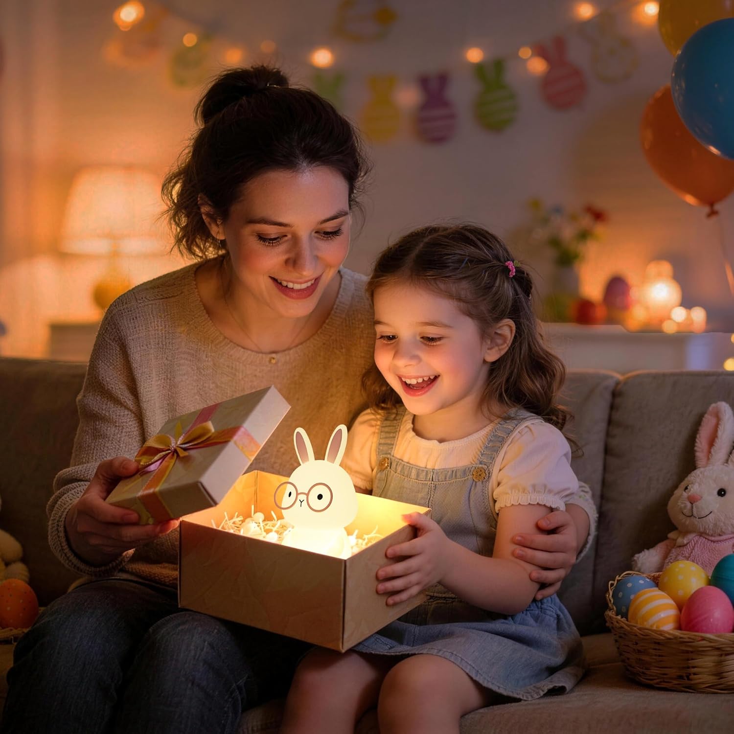 Thumbnail 3 de YuanDian Bunny Nachtlicht – Hase aus weichem, waschbarem Silikon mit 8 Farben, Dimmer & Timer